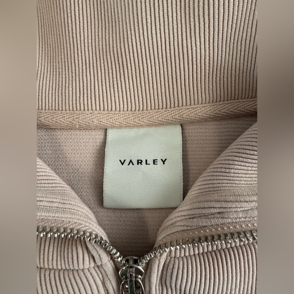 Varley Vine Half Zip Ribbed Pullover Sweatshirt in Mushroom Size XS Oversized - Picture 11 of 15